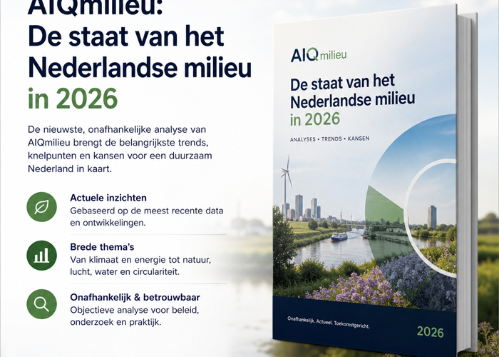 Voorkant van het AIQmilieu-rapport 'De staat van het Nederlandse milieu in 2026'