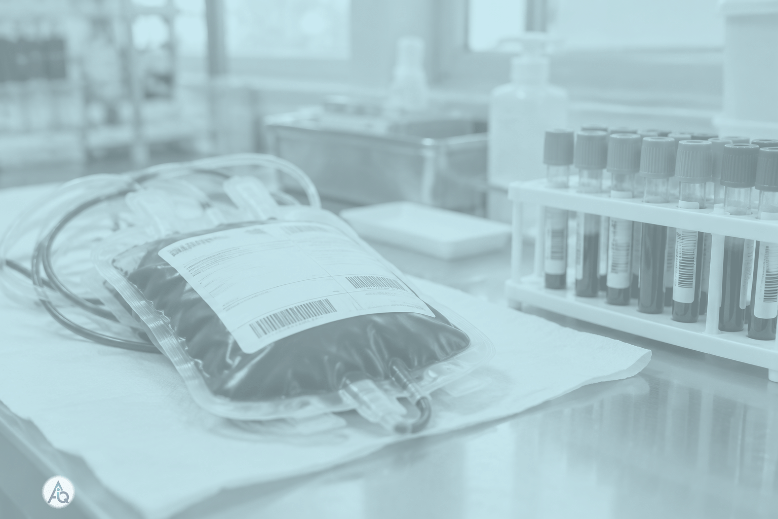Bloeddonatie en bloedbuisjes in een laboratorium, waar het RIVM bloed van donoren onderzoekt op PFAS